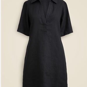 J. Crew Black Bungalow Popover Linen Dress